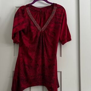 Espresso Scarlet Embellished V-Neck Blouse